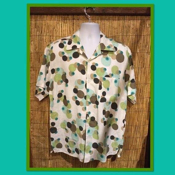 Vintage bubble print loop collar shirt