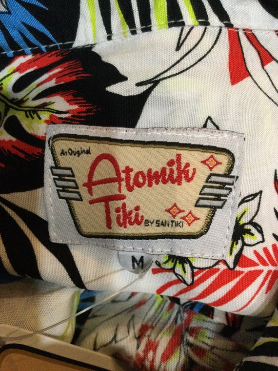 Americana 1950s style rayon atomic / tiki print s… - image 9