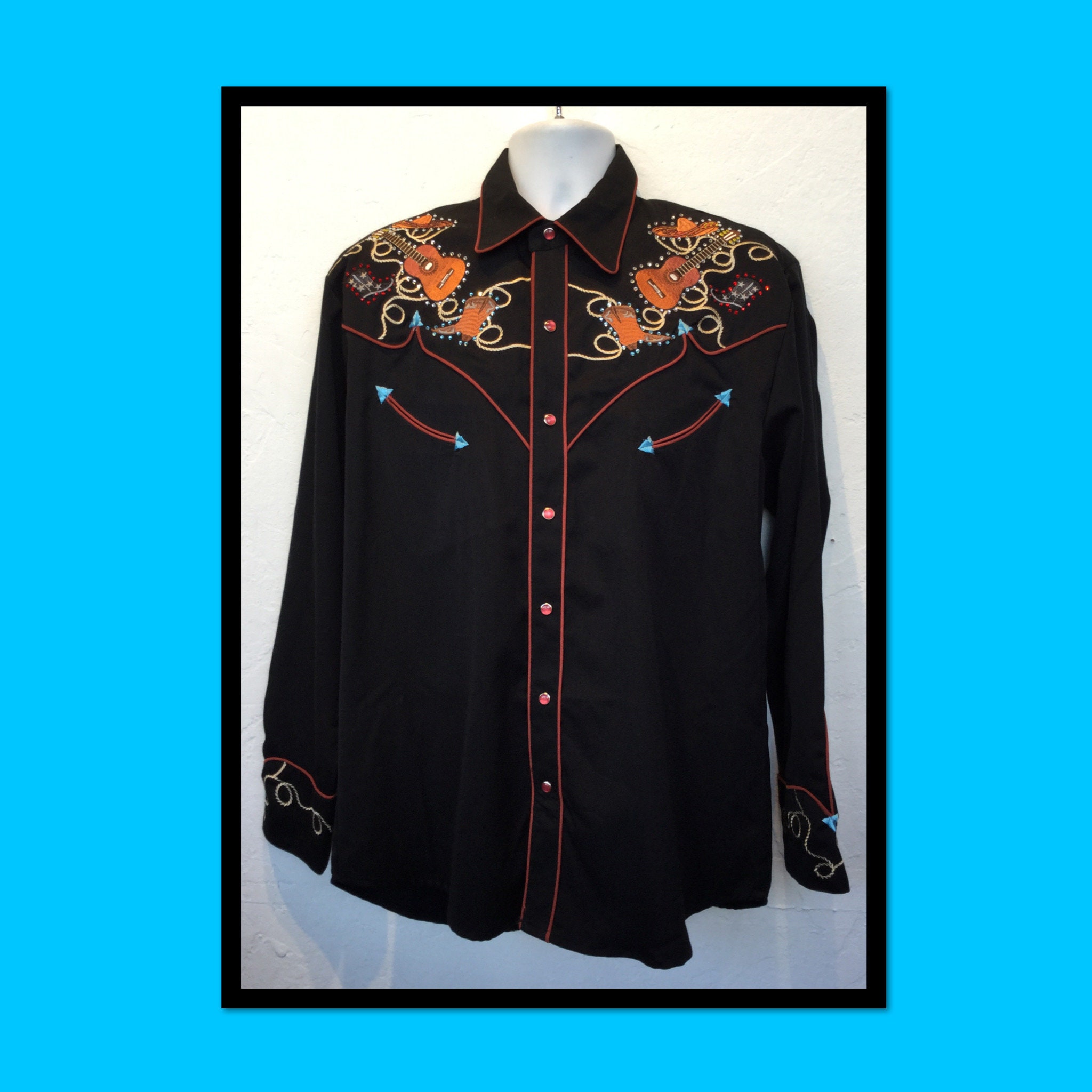 WS019 1950s Vintage Reproduction Sequin Western Shirt by
