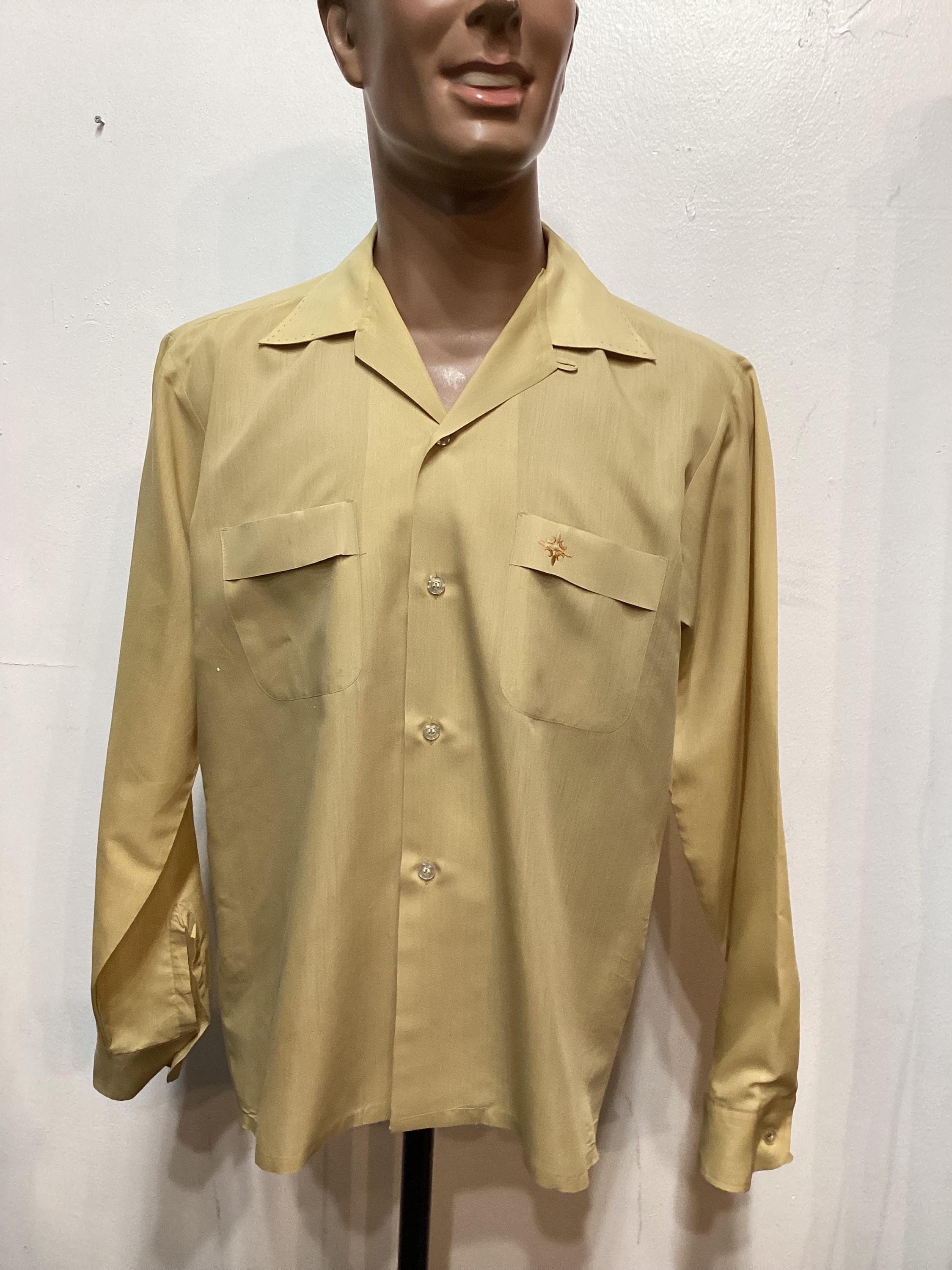MV176 Vintage 1950's/60's Loop Collar Shirt With Embroidered