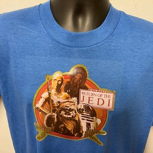 Vintage 1983 original Starwars return of the Jedi graphic decal tee E276 image 3