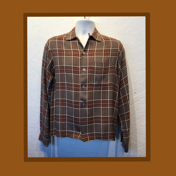 Vintage 1950s rayon shadow plaid