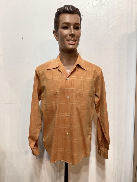 トップス 50s-60s Open Collar Check Shirt Vintage 1950's/60's Plaid Loop Collar Shirt by Town Topic. Size