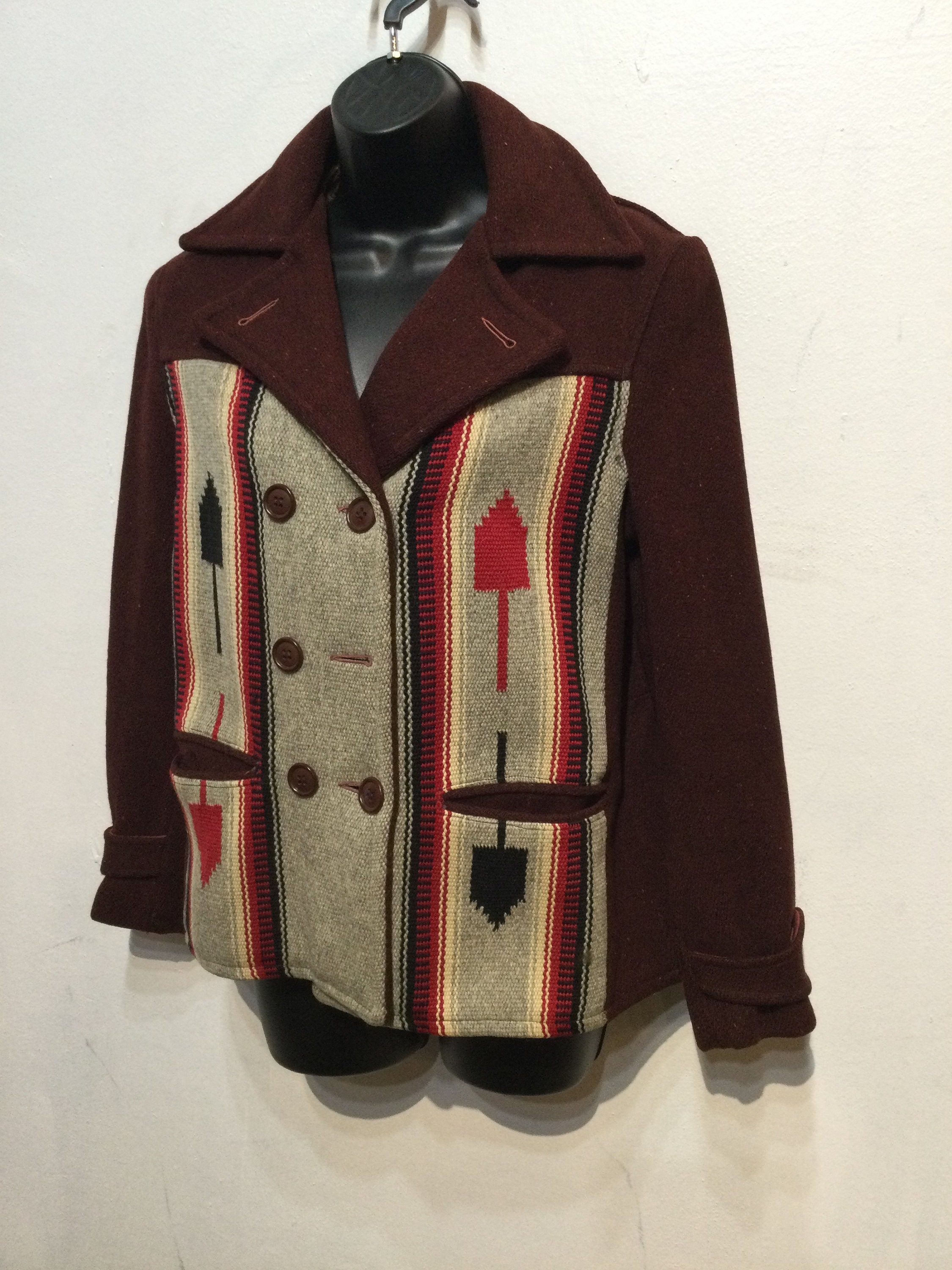 Vintage 1930-40's Chimayo Blanket Sports Jacket Size M Beige