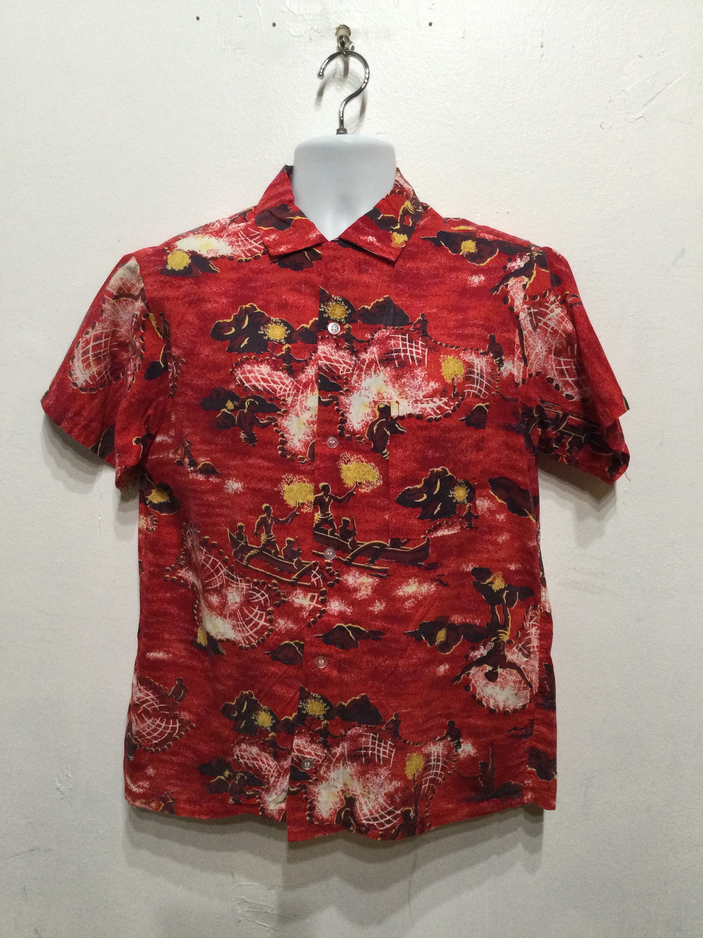 トップス VintageHawaiianShirt Made in California HS054 Vintage 1950s Cotton Hawaiian Shirt by Made in California