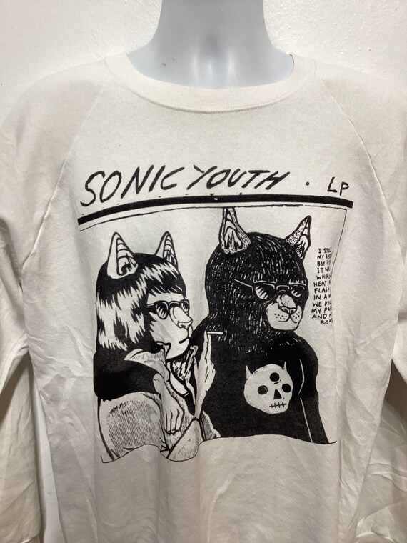 Vintage white printed sweatshirt- " Cats-Sonic Yo… - image 6
