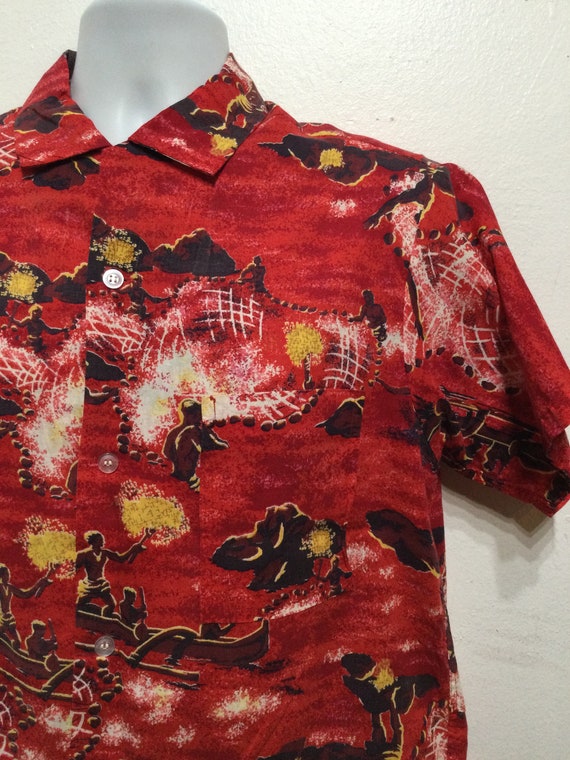 Vintage 1950s cotton Hawaiian shirt by made in Ca… - image 6