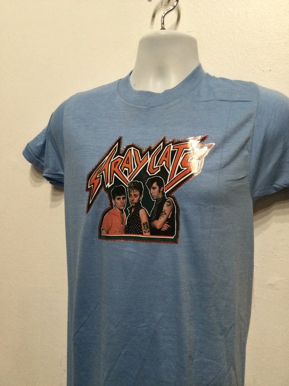 Vintage 1980s decal rock T-shirt "Stray Cats" Siz… - image 6