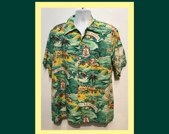 HS322 1940's Vintage Reproduction Land of Aloha Shirt by