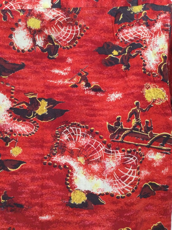 HS054 Vintage 1950s Cotton Hawaiian Shirt by Made in California
