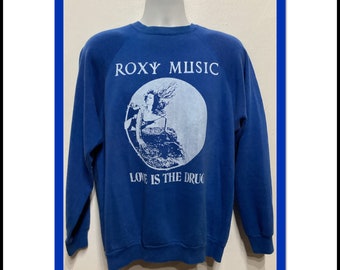Vintage printed rock sweatshirt "Roxy Music- Love is the Drug" Size large/tall