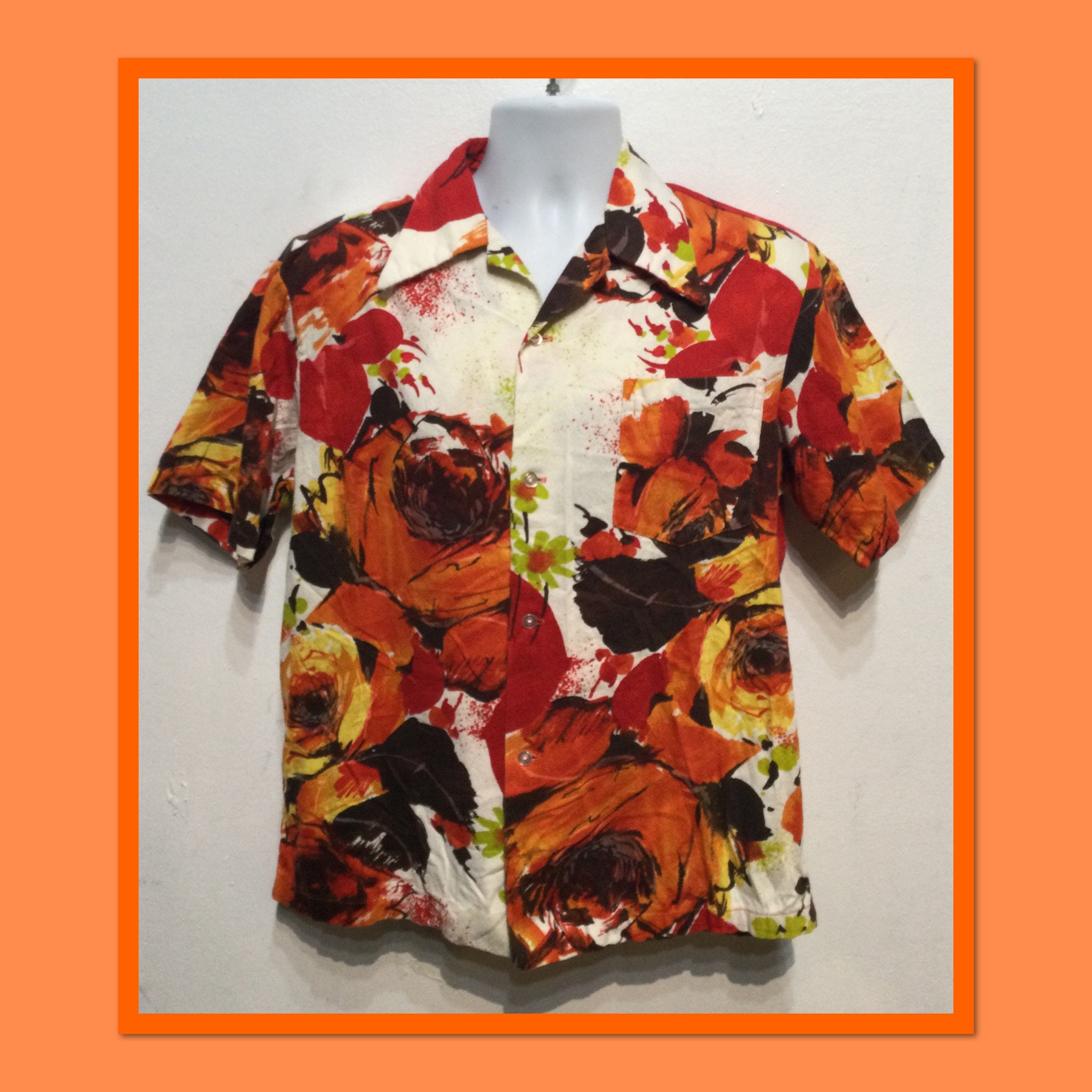 Vintage jaren 1960/70 katoen Hawaiiaans shirt Kleding Herenkleding Overhemden & T-shirts Oxfords & Buttondowns Maat X groot 