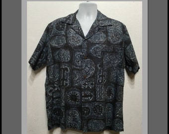 Rare - Vintage Pilgrim Hawaiian Shirt Blue Made is California USA 