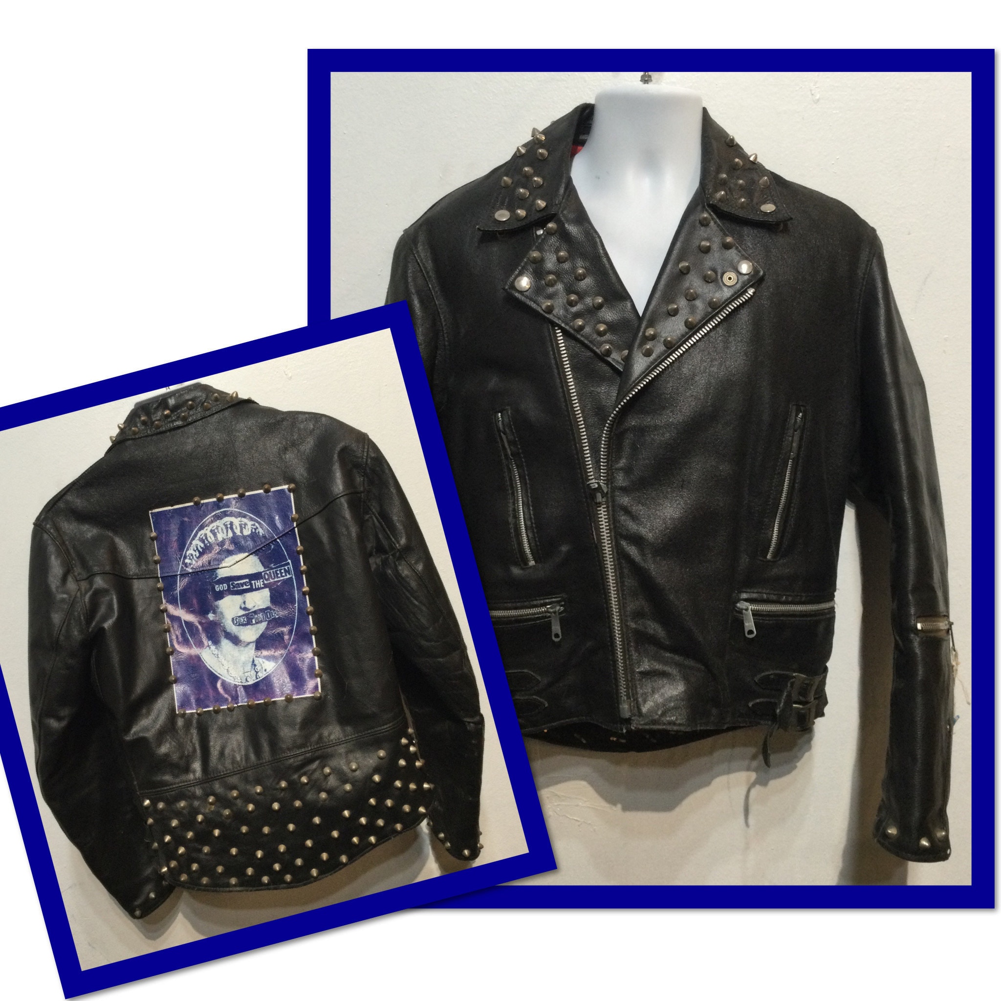 Vintage 1970's Studded Leather Sex Pistols Jacket by Vintage 1970's Studded Leather Sex Pistols Jacket by