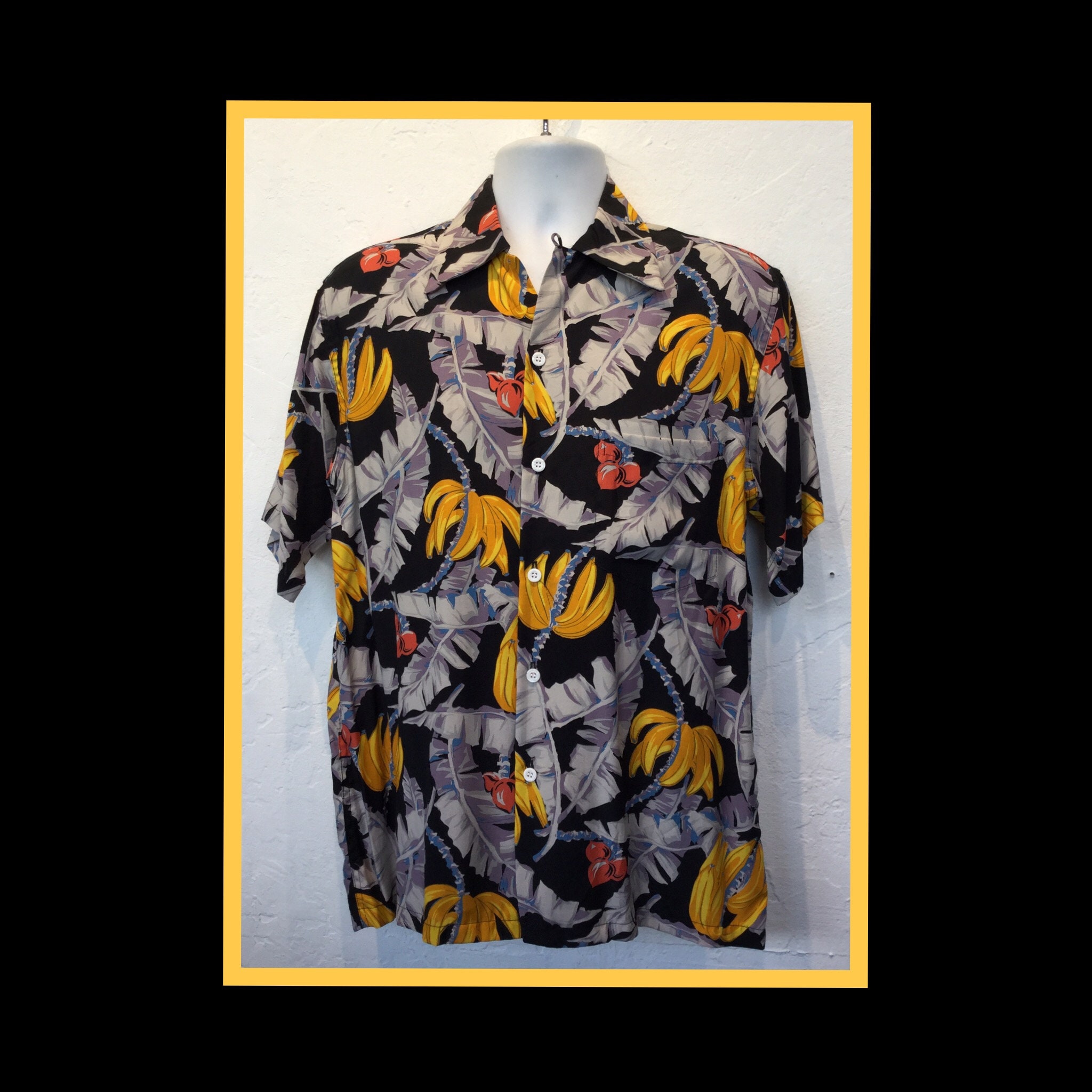 X large en XX large large Kleding Herenkleding Overhemden & T-shirts Oxfords & Buttondowns Jaren 1940 vintage reproductie door "Kona Bay" rayon Hawaiian shirt Maat medium 