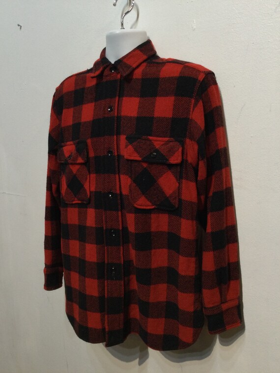 Vintage 1950s Wool Buffalo Plaid Shirt by Towncra… - image 4