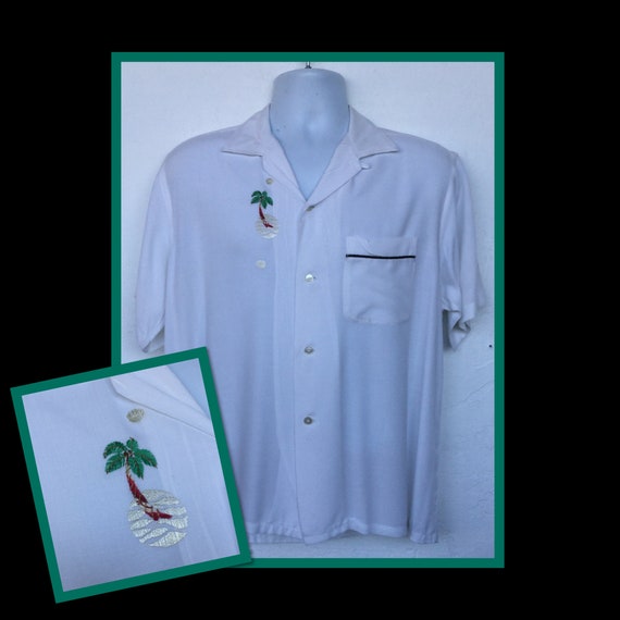 Vintage 1950s rayon palm tree shirt by Towncraft