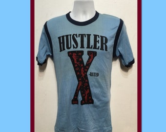 Vintage printed novelty two tone T-shirt- "Hustler "  Size X large