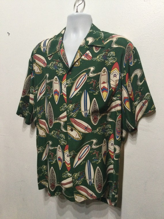 VTG 1950s COLLECTABLE RAYON HAWAIIAN ALOHA SHIRT TIKI ROCKABILLY HOT ROD M 40”