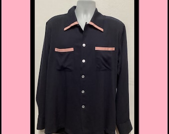 HR056 1950's vintage reproduction two tone "Rock N Roll" shirt by Hollywood Rogue