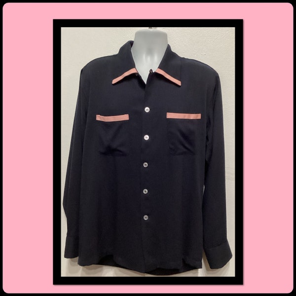 1950s vintage reproduction two tone "Rock N Roll" shirt by Hollywood Rogue