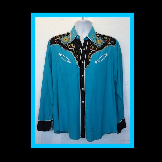 1950s vintage two tone embroidered western shirt.