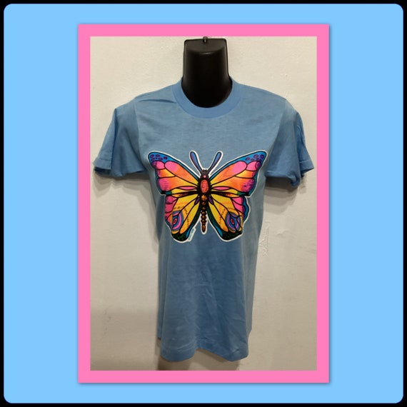 Vintage 1960s/70s Butterfly Decal T-shirt. Size Small (34-36) - Etsy