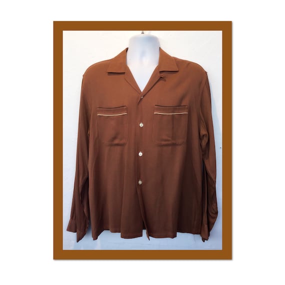Vintage 1950s pin rayon shirt