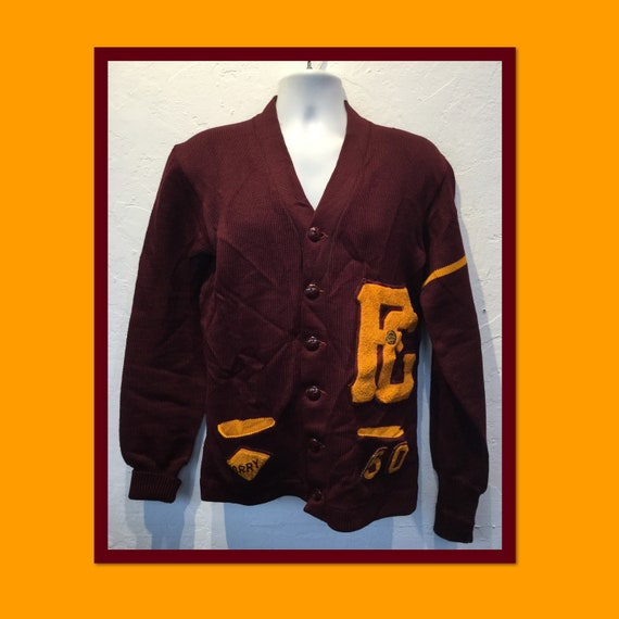 Vintage 1950s husk wool letterman cardigan sweater