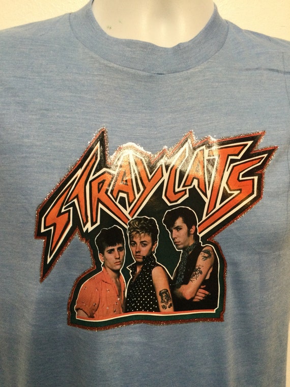 Vintage 1980s decal rock T-shirt "Stray Cats" Siz… - image 4