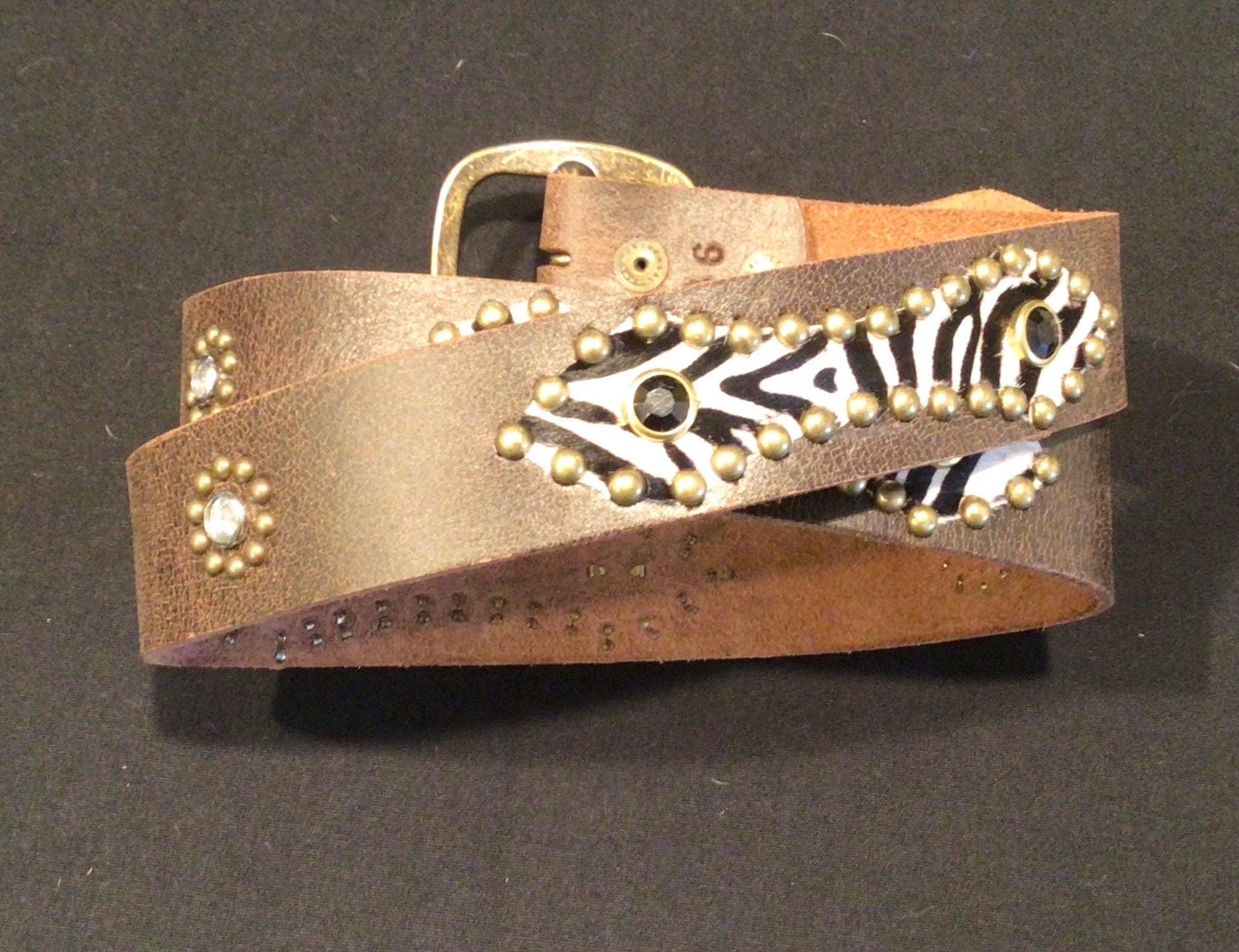 半額 50％OFFの通販 Leather Brown Style 1940's J044 Gold Rockabilly Studded アンティーク雑貨