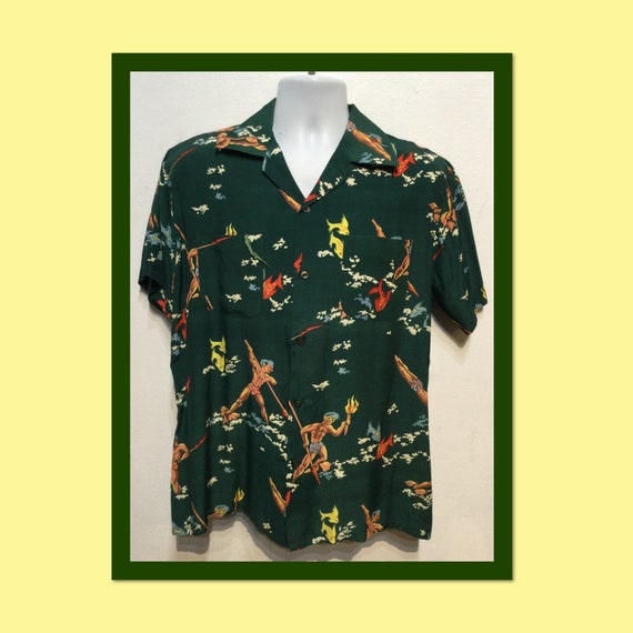1940s vintage reproduction rayon Hawaiian shirt. S