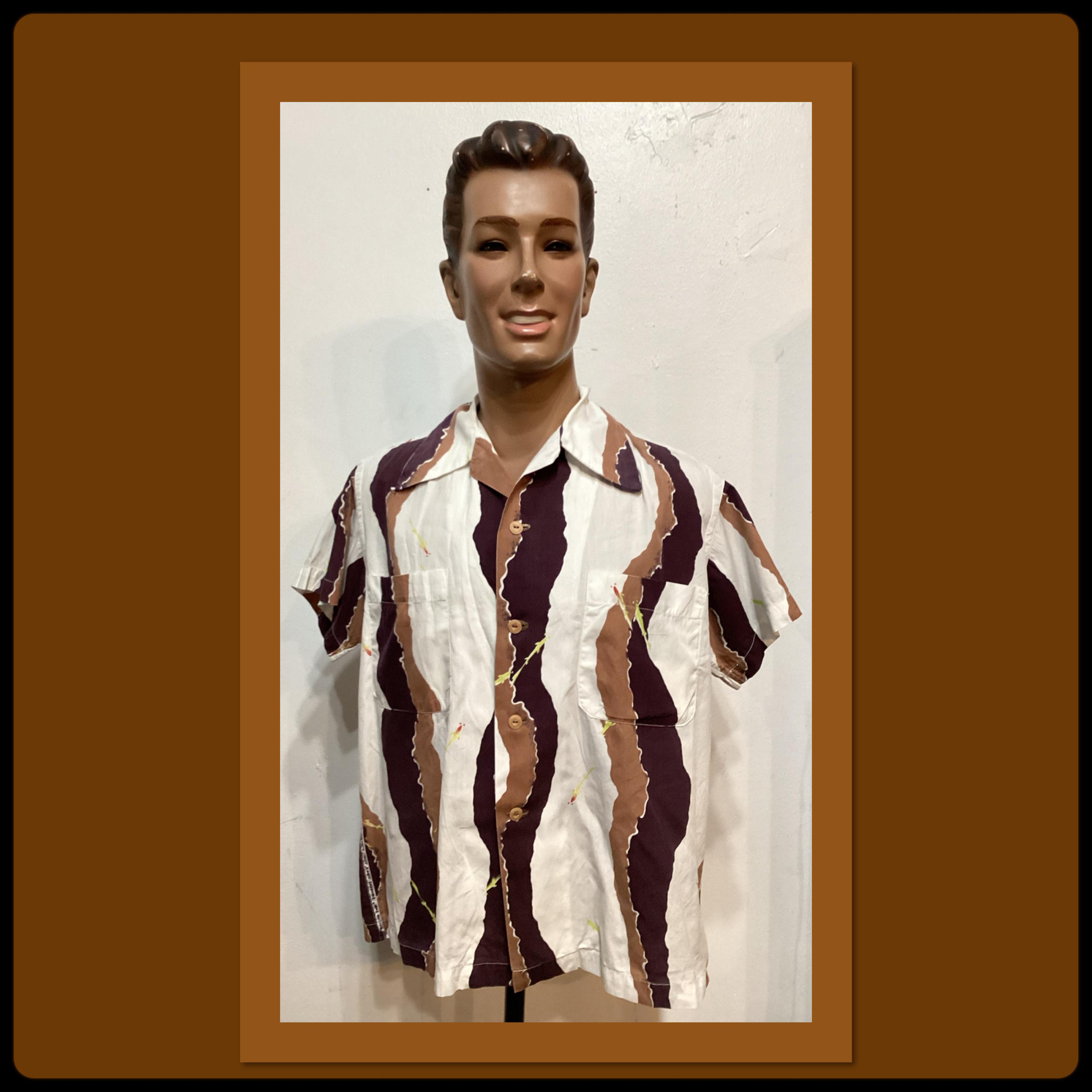 HS431 Vintage Original 1950's Cotton Hawaiian Shirt by Alfred