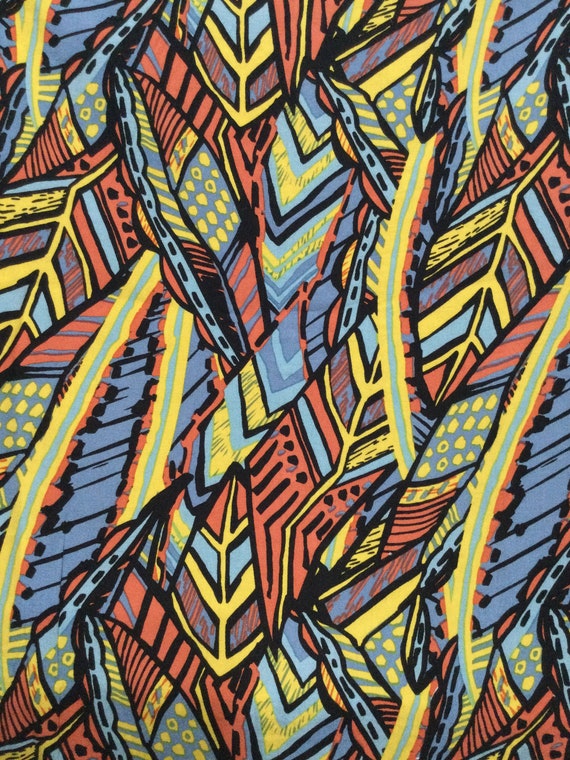 Americana 1950s style rayon atomic / tiki print s… - image 3