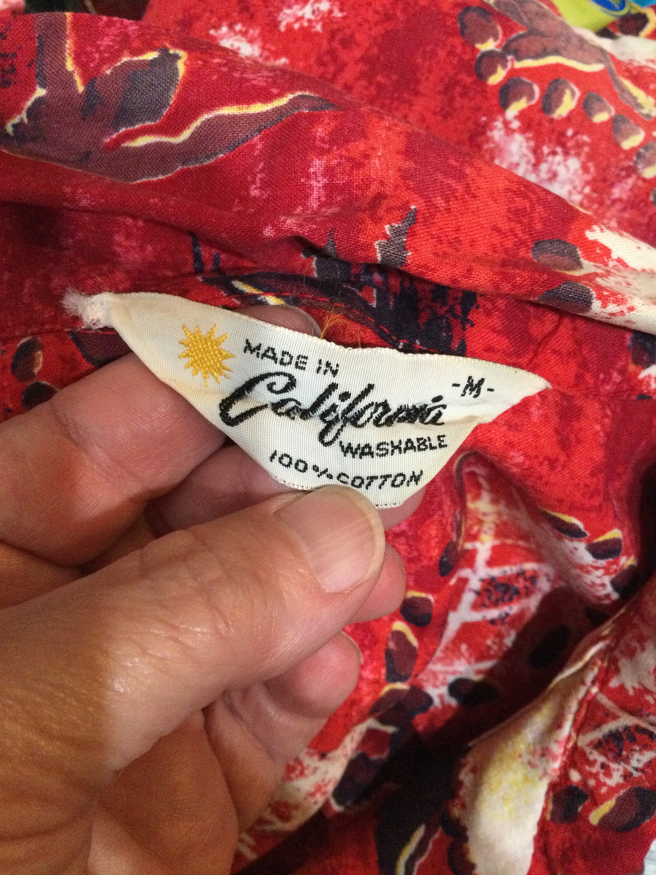 HS054 Vintage 1950s Cotton Hawaiian Shirt by Made in California