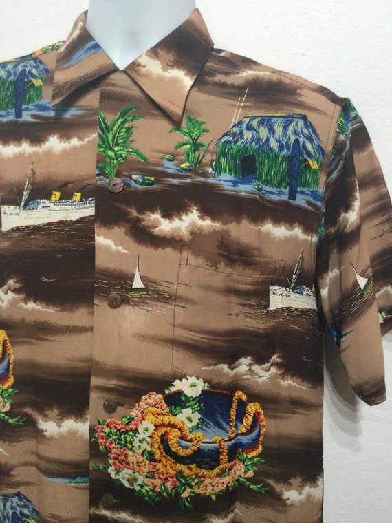 Vintage 1950s rayon Hawaiian shirt by Hale Hawaii… - image 9
