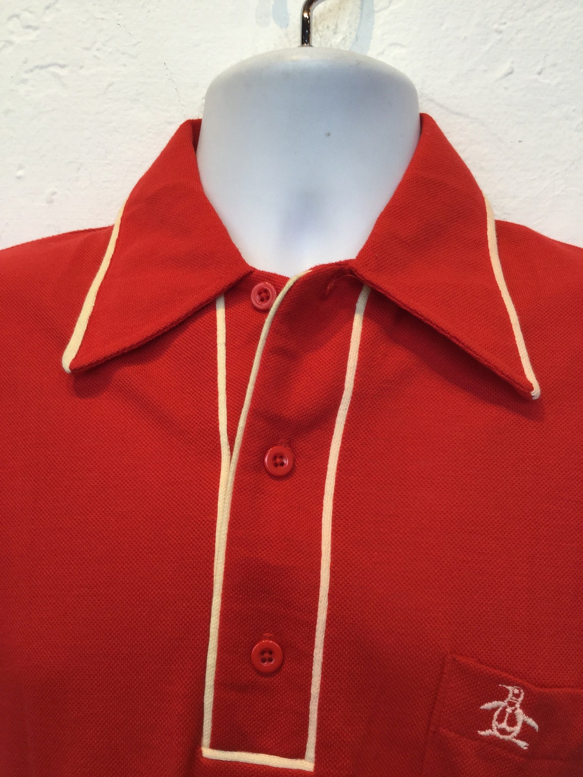 Vintage red mens knit shirt. Size small | Etsy