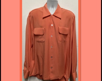 1950s Vintage Reproduction Gabardine Shirt With Top Stitching by 
