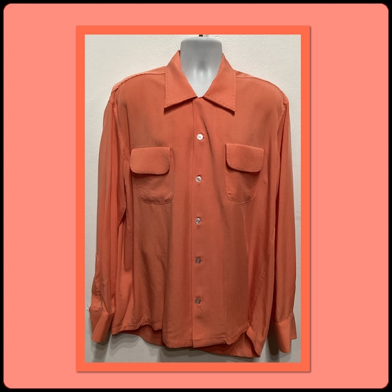 1950s Vintage Reproduction Gabardine Shirt With Top