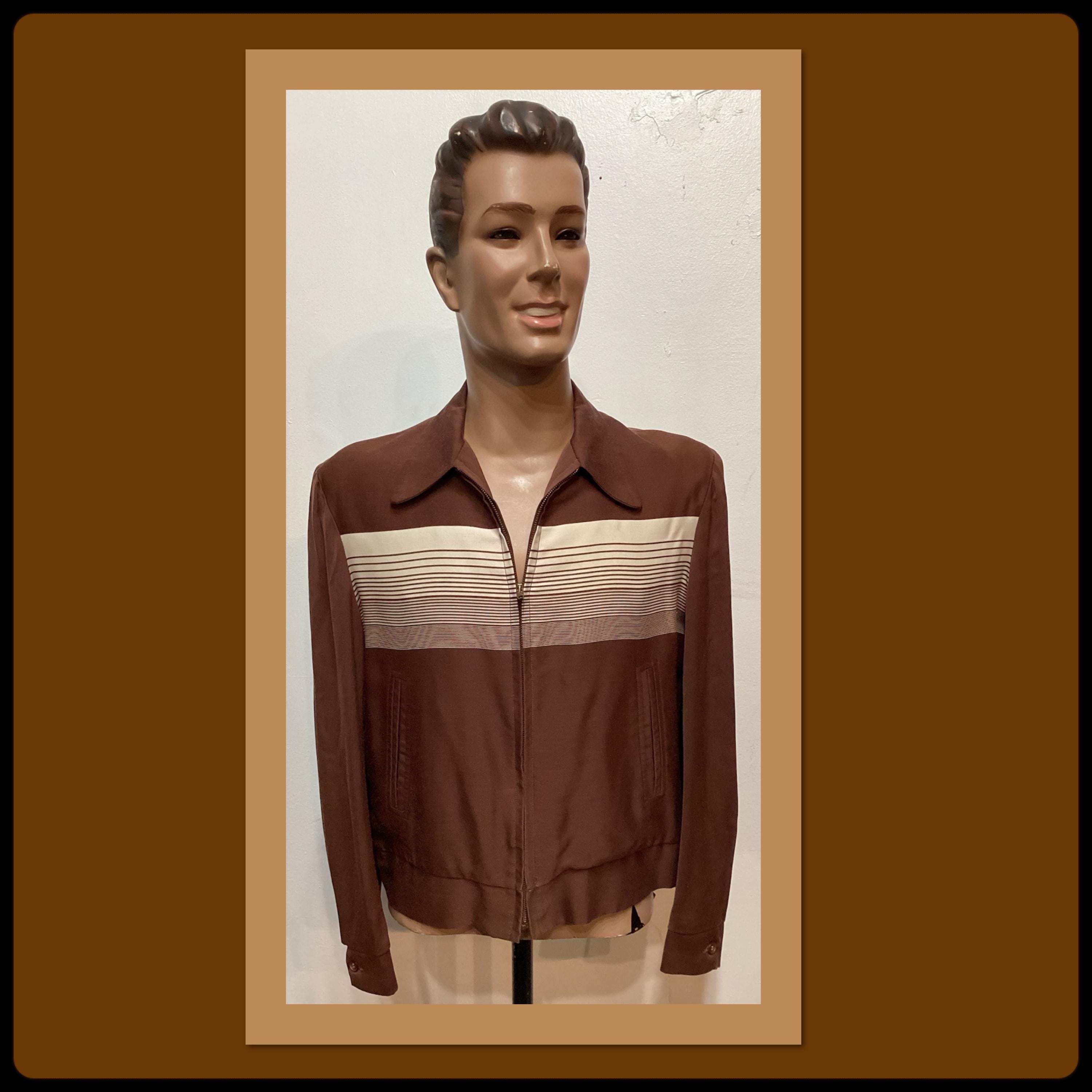 50s〜60s Stripe Gabardine Jacket MV139 Vintage 1950's Two Tone Gradient Stripe Gabardine Jacket by