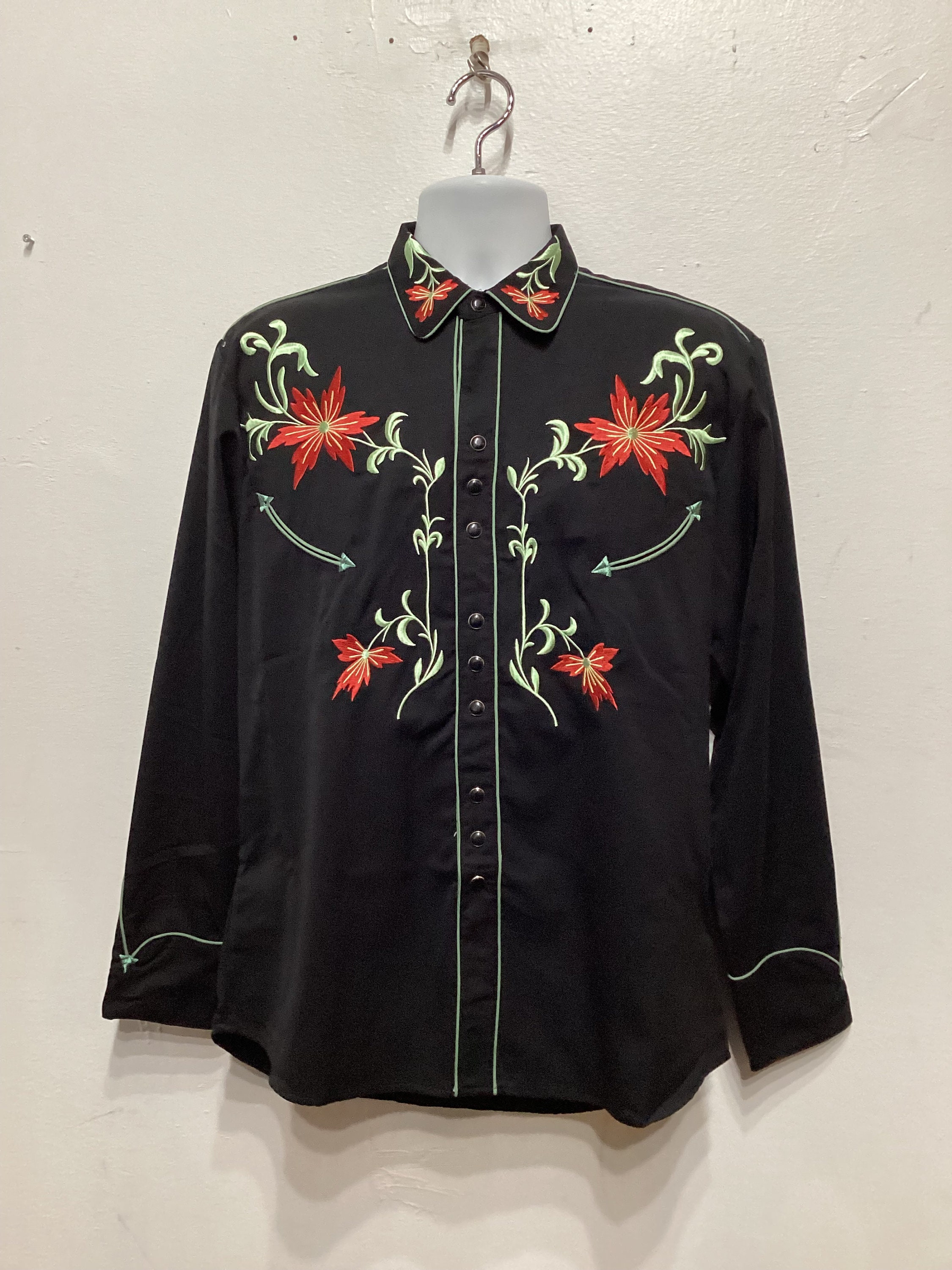 WS007 1950s Vintage Reproduction Embroidered Western Shirt by