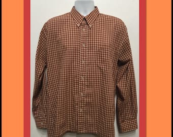 MV081 Camisa vintage de algodón a cuadros con cuello abotonado de Ben Sherman. Talla M