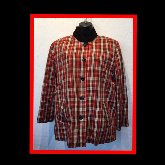 Vintage 1960s women's plaid quilted jacket