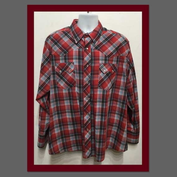 Vintage plaid western shirt by Wrangler Size XX l… - image 1