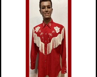 Vintage Reproduction Embroidered Skull Western Shirt by