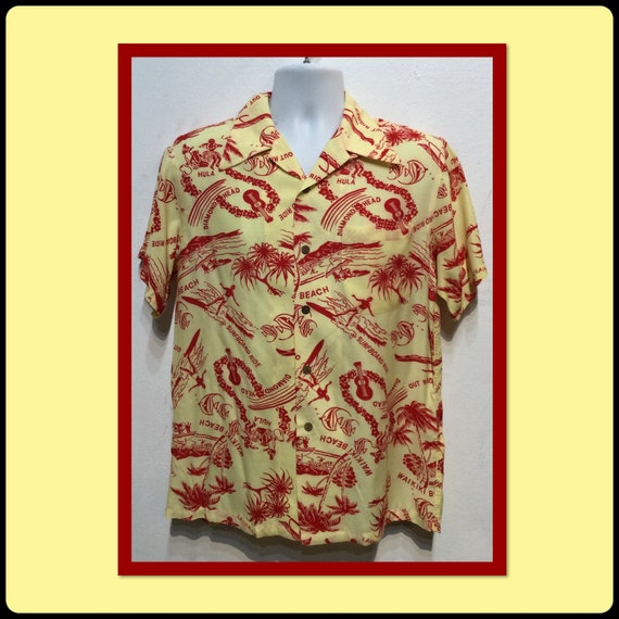1940s vintage reproduction rayon Hawaiian shirt. S