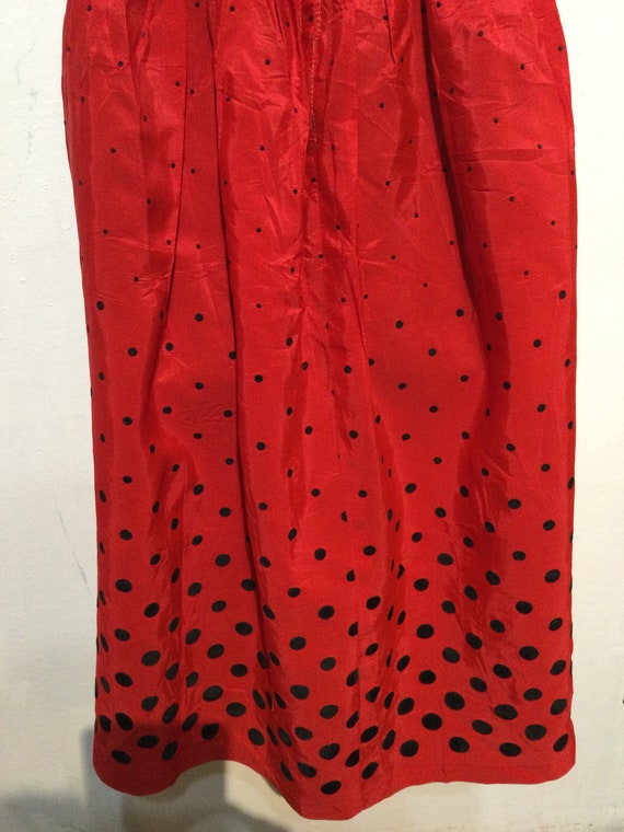 Vintage 1950s red acetate dress with polka dot ve… - image 2