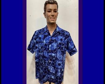 HS334 Vintage 1950's Cotton Hawaiian Shirt by Shaheen's of