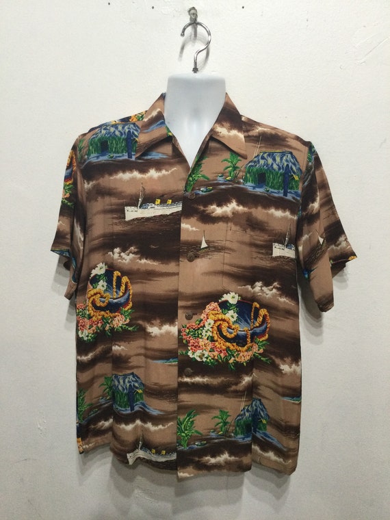 Vintage 1950s rayon Hawaiian shirt by Hale Hawaii… - image 7