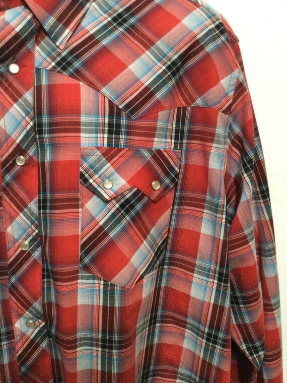 Vintage plaid western shirt by Wrangler Size XX l… - image 8